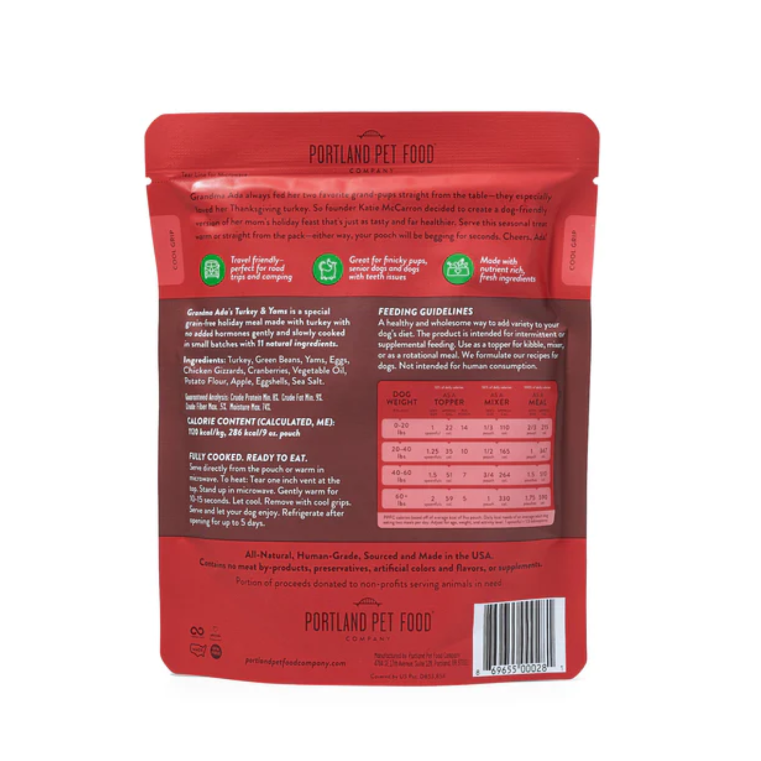 Portland Pet Gently Cooked Grandma Ada's Grain-Free Turkey & Yam Dog Food 9oz