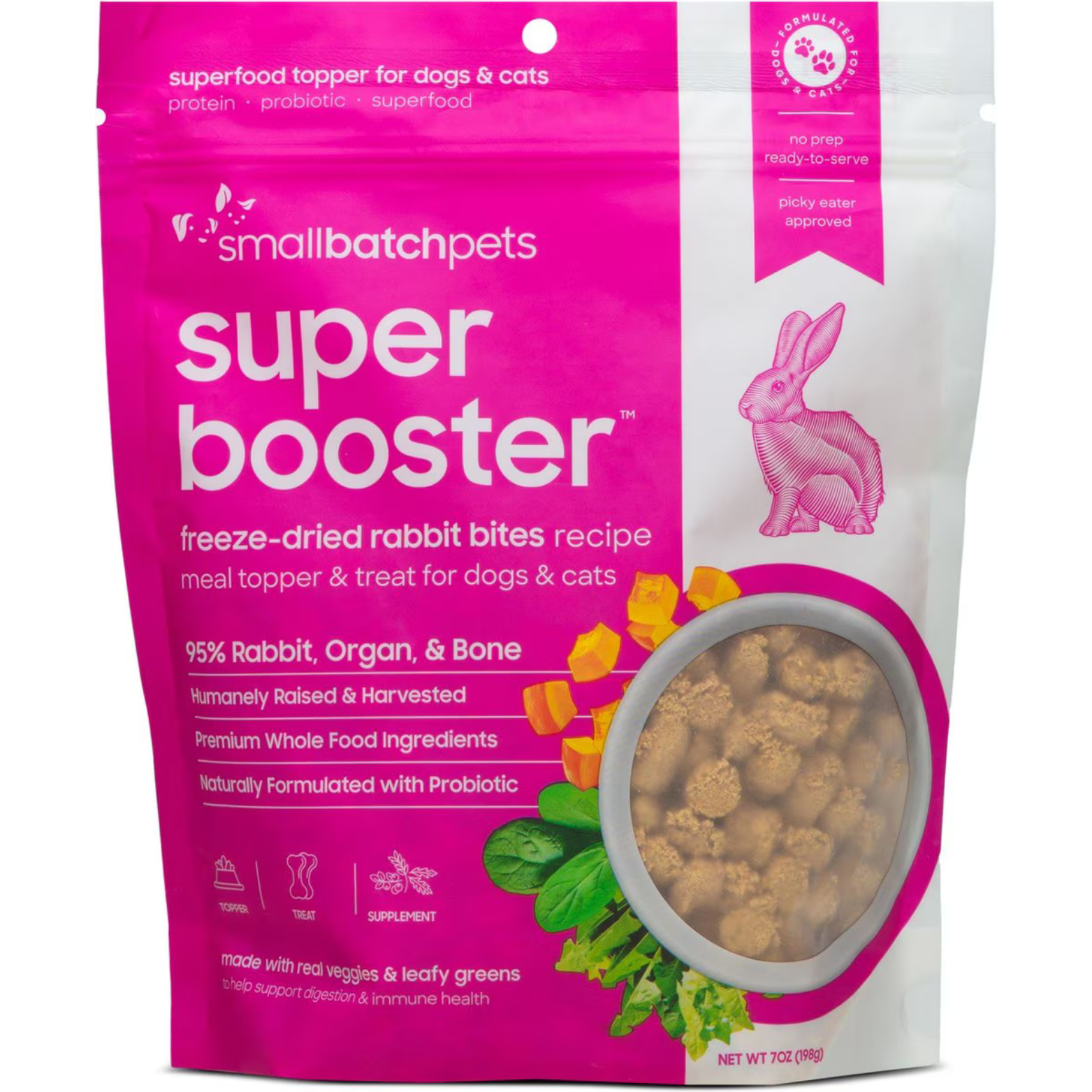 Smallbatch Pets Super Booster Rabbit Bites Grain-Free Adult Freeze-Dried Dog & Cat Treats
