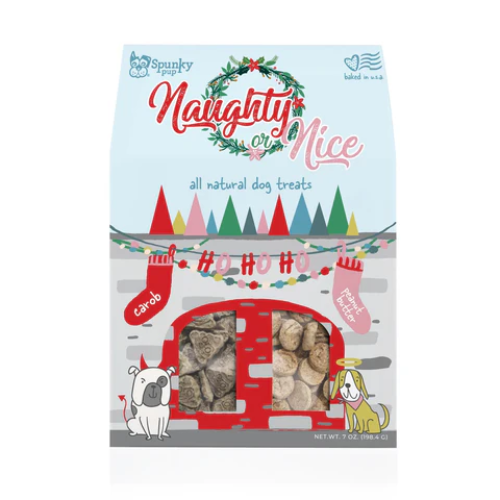 Spunky Pup Naughty or Nice Peanut Butter & Carob Holiday Dog Treats 7 oz