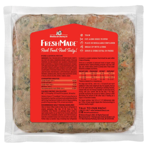 Stella & Chewy's FreshMade Wholesome Grains Pork & Quinoa Gently Cooked Dog Food 16oz
