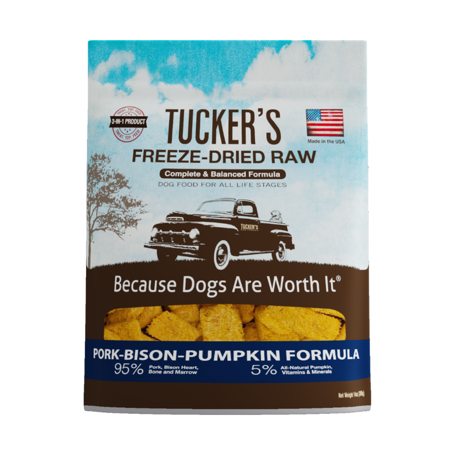 Tucker's Freeze Dried Dog Food Pork, Bison, & Pumpkin Formula 14 oz