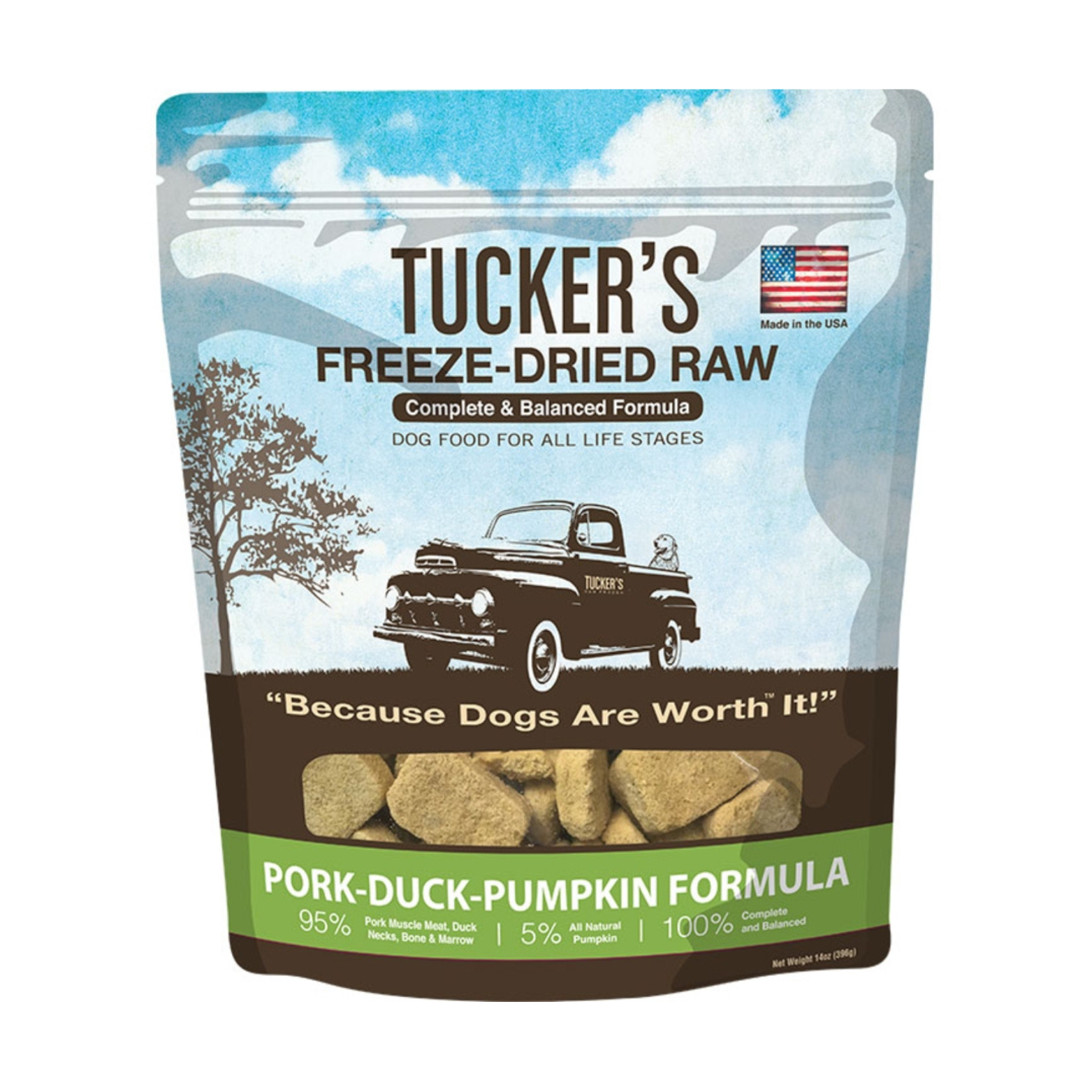 Tucker's Freeze Dried Dog Food Pork, Duck, & Pumpkin Formula 14 oz