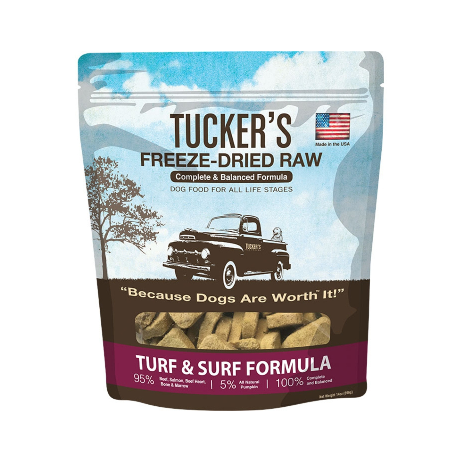 Tucker's Freeze Dried Dog Food Turf & Surf Formula 14 oz