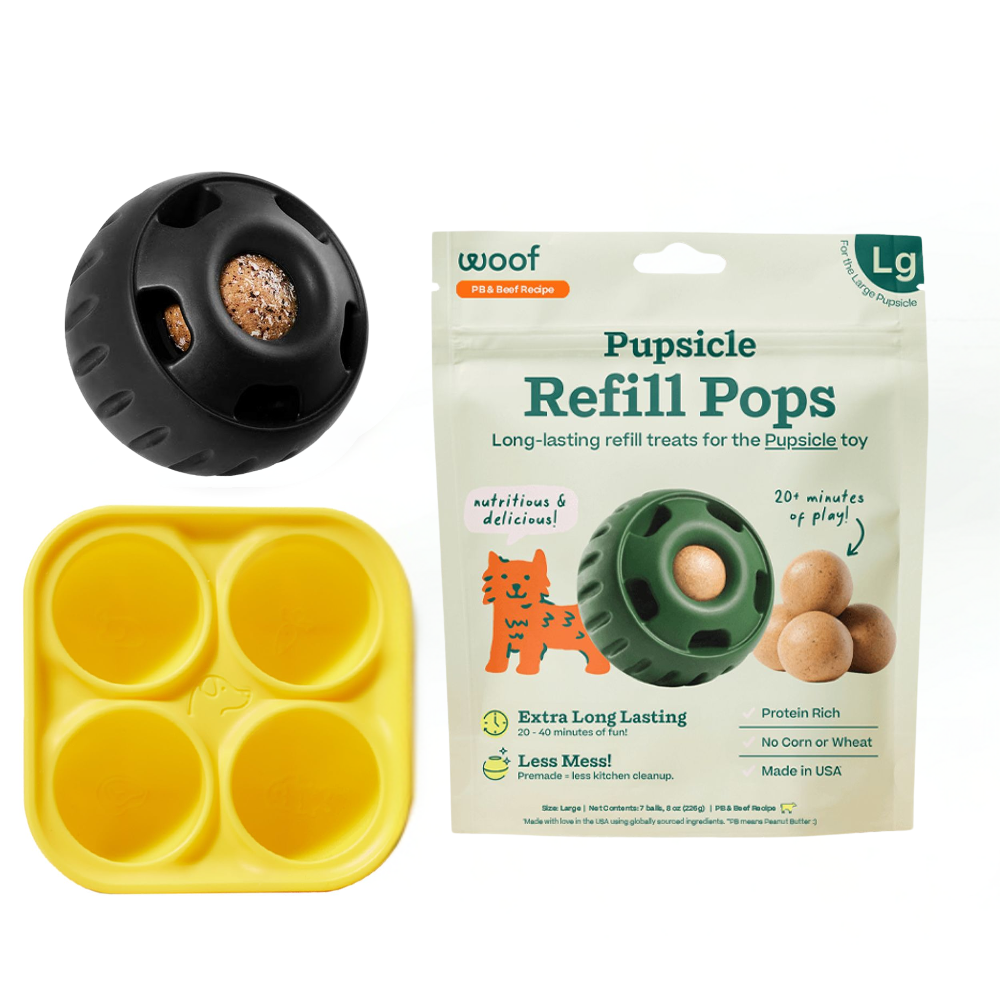 Woof Pupsicle Power Chewer Starter Pack Beef Peanut Butter