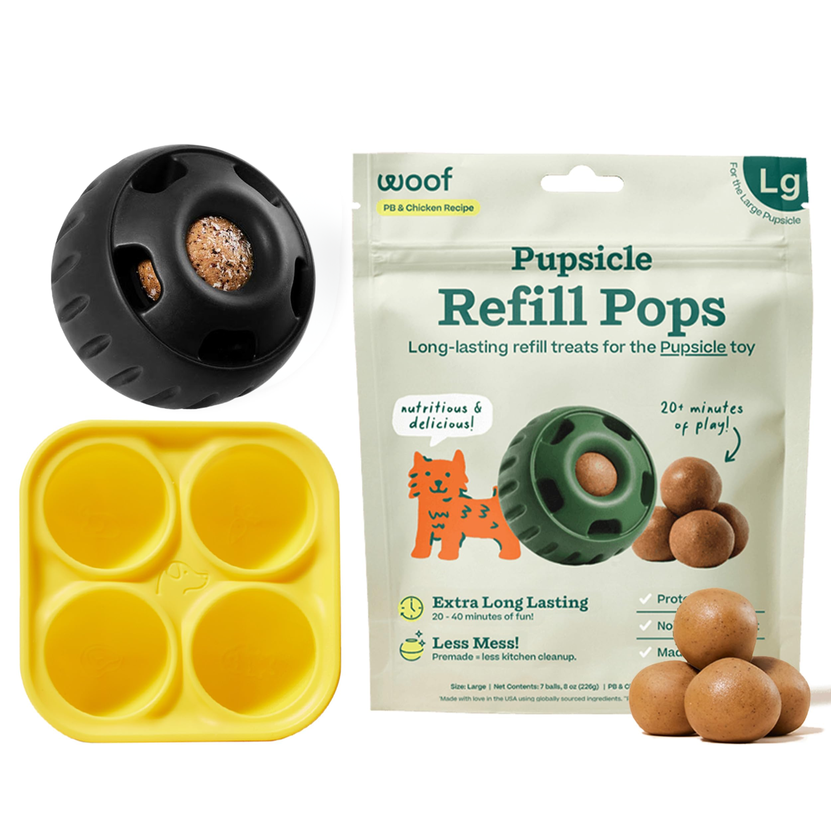 Woof Pupsicle Power Chewer Starter Pack Chicken Peanut Butter