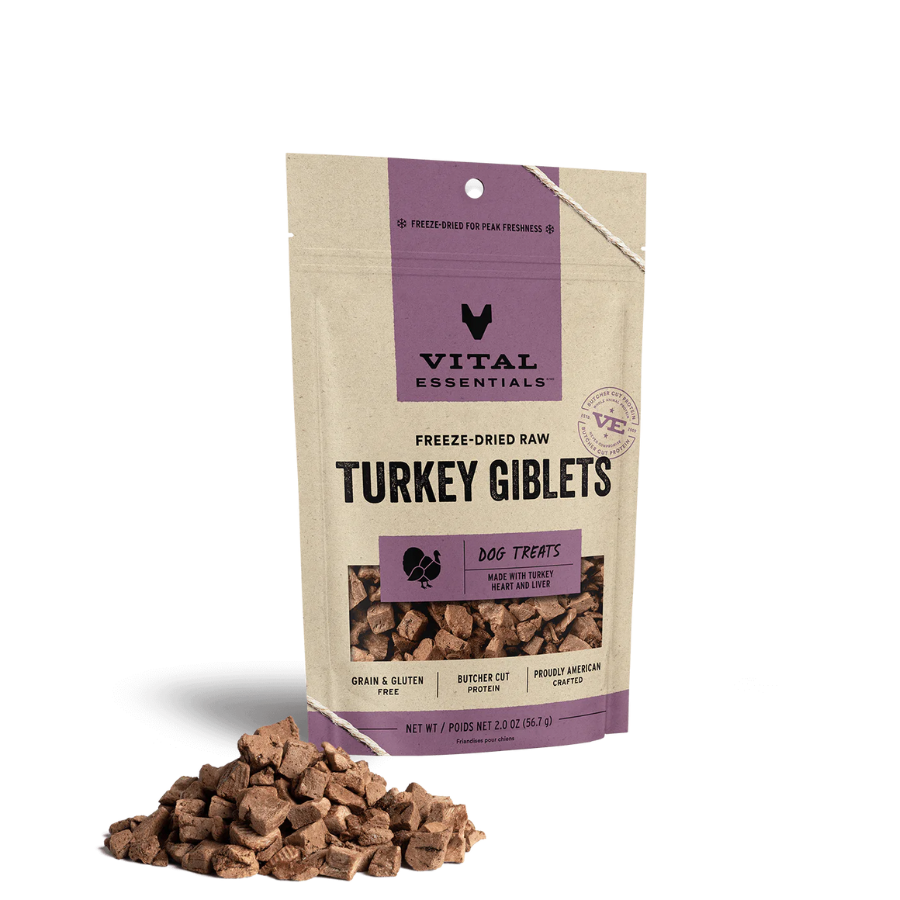 Vital Essentials Freeze-Dried Turkey Giblets Dog Treats 2 oz - Mutts & Co.