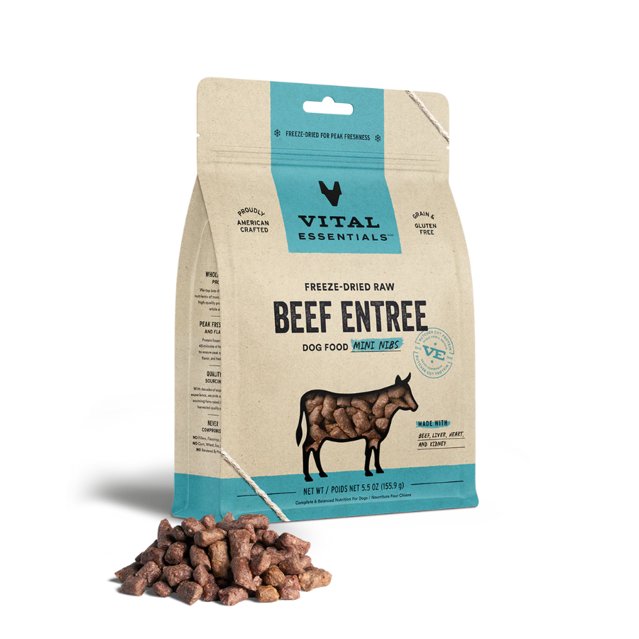 Vital Essentials Mini Nibs Beef Entree Freeze-Dried Dog Food - Mutts & Co.