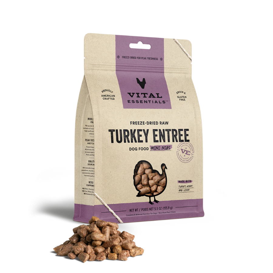 Vital Essentials Mini Nibs Turkey Entree Freeze-Dried Dog Food - Mutts & Co.