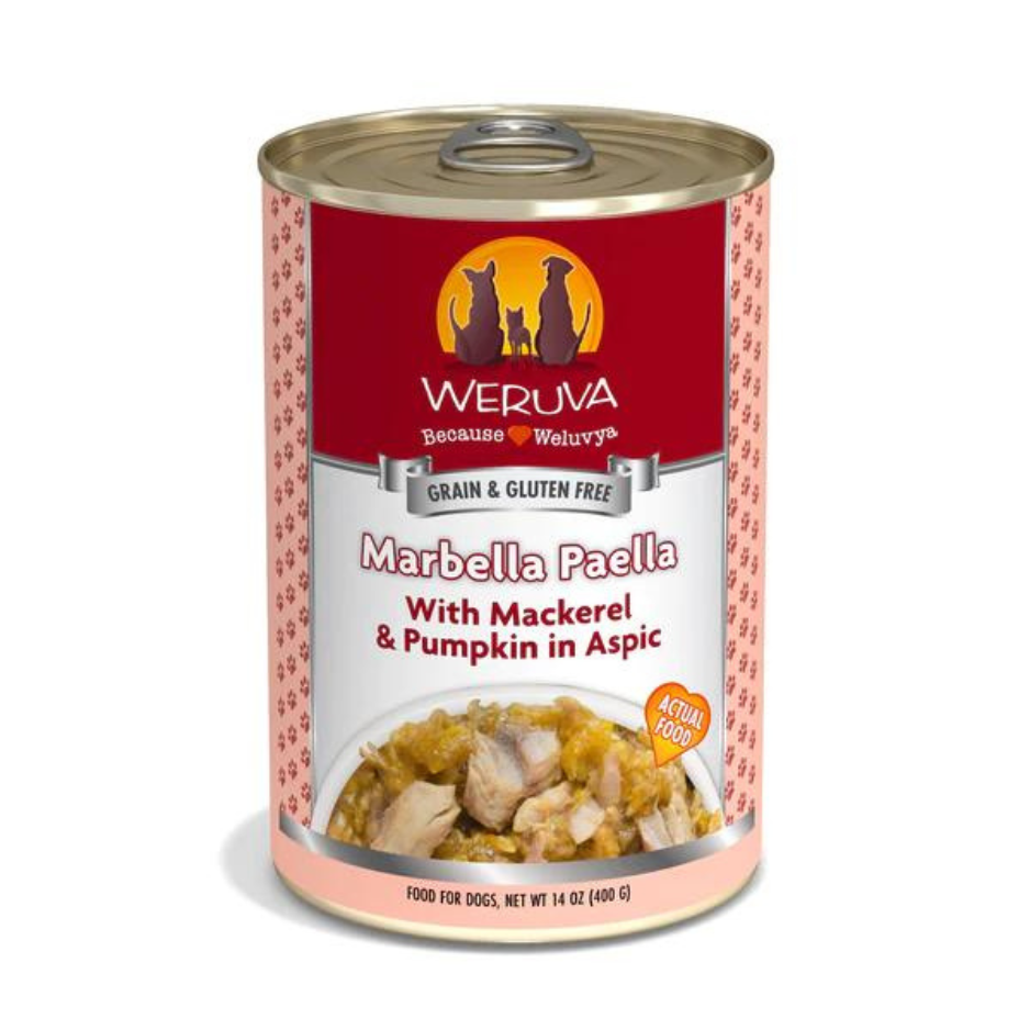 Weruva Marbella Paella with Mackerel & Pumpkin in Aspic Canned Dog Food - Mutts & Co.