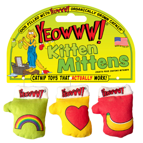 Yeowww! Kitten Mittens Catnip Cat Toy, 3-Pack
