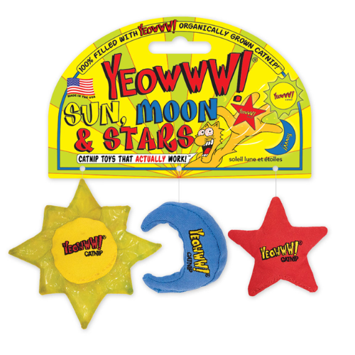 Yeowww! Sun, Moon & Stars Catnip Cat Toy, 3-Pack