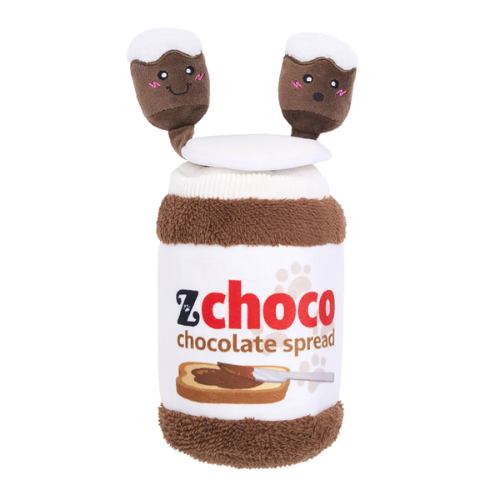 ZippyPaws Bungee Burrow Chocolate Spread Jar Plush Dog Toy