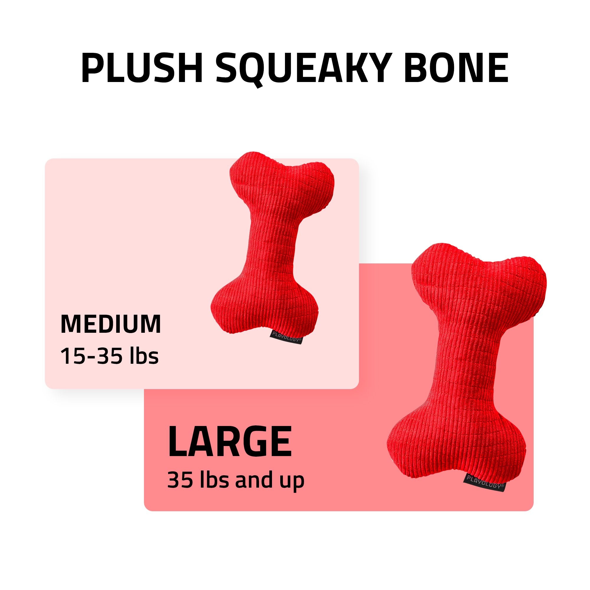 Playology Plush Squeaky Bone Dog Toy Beef - Mutts & Co.