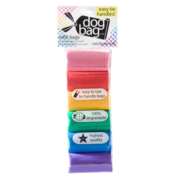 Doggie Walk Handle Bags Rainbow Designer Bags on a Roll Pack of 6 rolls - Mutts & Co.