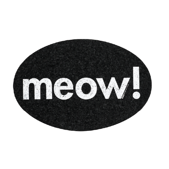 ORE Pet Mini Oval Meow Black Recycled Rubber Pet Placemat - Mutts & Co.