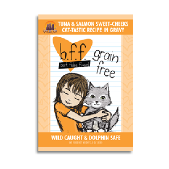 BFF OMG Tuna & Salmon Sweet Cheeks Recipe in Gravy Cat Food Pouches 3oz - Mutts & Co.