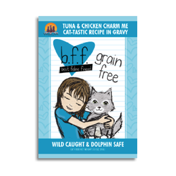 BFF OMG Tuna & Chicken Charm Me Recipe in Gravy Cat Food Pouches 3oz - Mutts & Co.