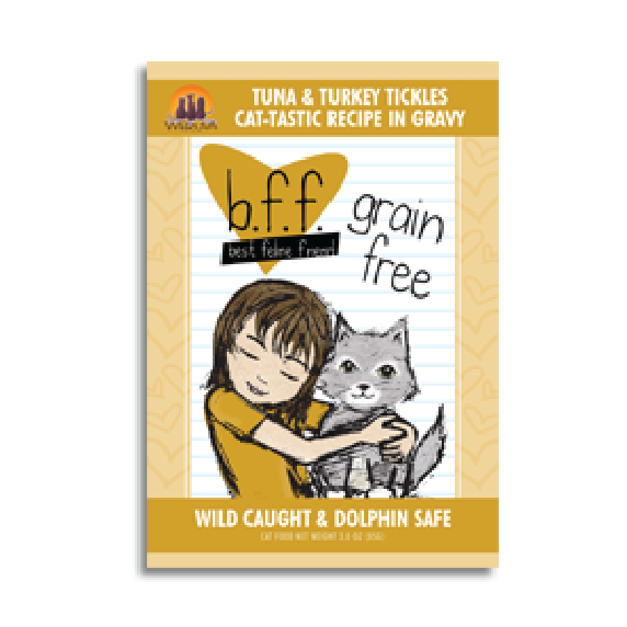 BFF OMG Tuna & Turkey Tickles Recipe in Gravy Cat Food Pouches 3oz - Mutts & Co.