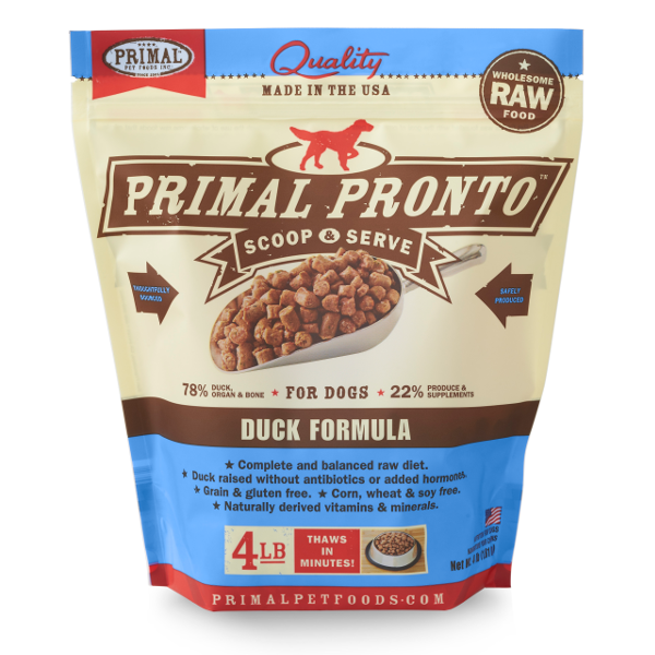 Primal Pronto Duck Formula Raw Frozen Dog Food 4lb - Mutts & Co.