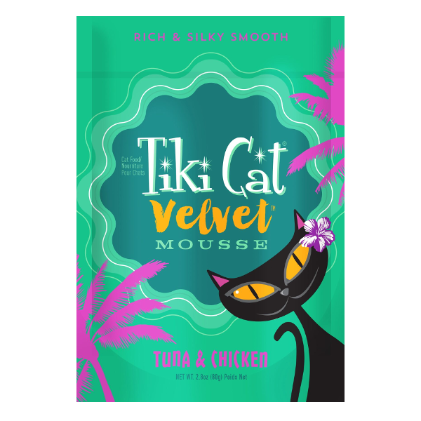 Tiki Cat Velvet Mousse Tuna & Chicken Wet Cat Food, 2.8-oz pouch - Mutts & Co.