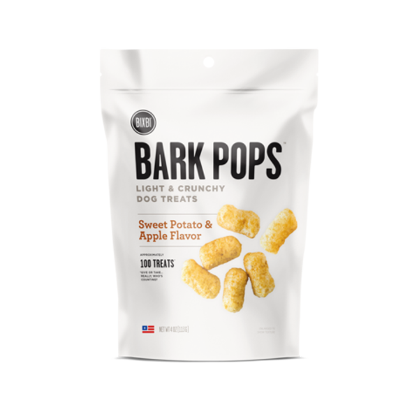 Bixbi Bark Pops Sweet Potato & Apple Flavor Light & Crunchy Dog Treats, 4-oz bag - Mutts & Co.