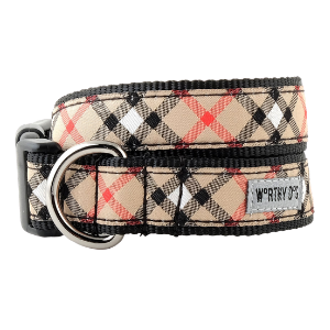 The Worthy Dog Bias Plaid Tan Dog Collar - Mutts & Co.