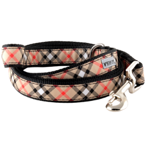The Worthy Dog Bias Plaid Tan Dog Lead - Mutts & Co.