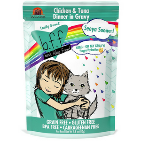 BFF OMG Seeya Sooner! Chicken & Tuna Dinner in Gravy Cat Food Pouches - Mutts & Co.