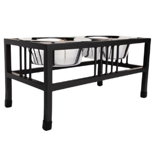 Pets Stop Baron Double Diner Raised Feeder Black - Mutts & Co.