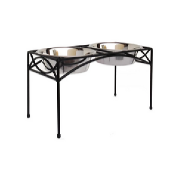 Pets Stop Regal Double Diner Feeder Black - Mutts & Co.