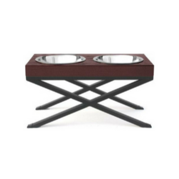 Pets Stop Woodsman Double Diner Raised Feeder Cherry - Mutts & Co.