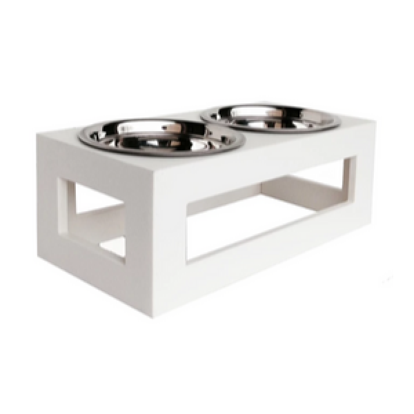 Pets Stop Porchside Outdoor Double Diner Raised Feeder White - Mutts & Co.