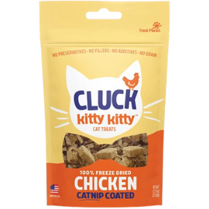 Treat Planet Cluck Kitty Kitty Freeze Dried Chicken Catnip Cat Treats, 0.75 oz - Mutts & Co.