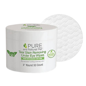 Pure and Natural Pet Tear Stain Removing Under Eye Wipes with Organic Aloe Vera for Dogs 50ct - Mutts & Co.