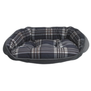Bowsers Crescent Dog Bed Microvelvet Greystone Tartan - Mutts & Co.