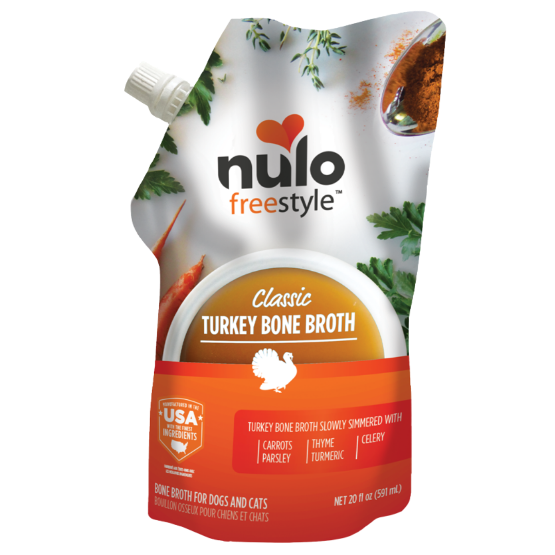 Nulo Freestyle Grain-Free Classic Turkey Bone Broth Dog & Cat Food Topper, 20 oz - Mutts & Co.