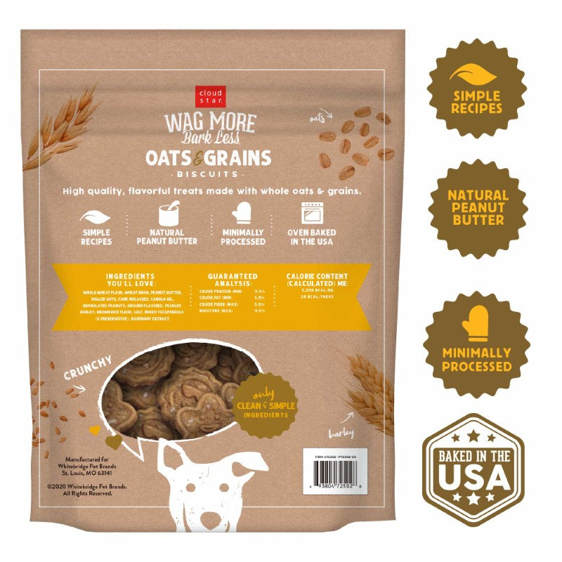 Cloud Star Wag More Bark Less Oven Baked with Crunchy Peanut Butter Cookie Recipe Dog Treats 3 lbs - Mutts & Co.