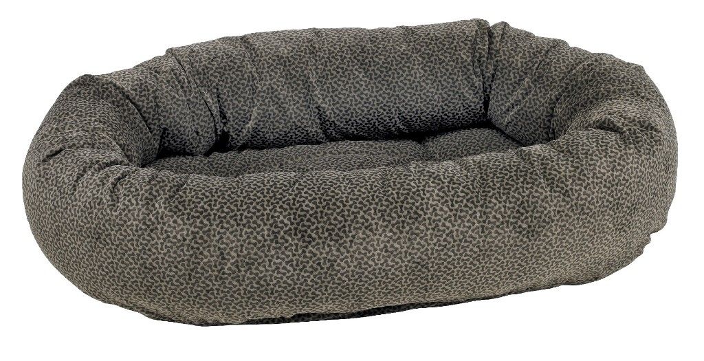 Bowsers Donut Dog Bed Microvelvet Pewter Bones - Mutts & Co.