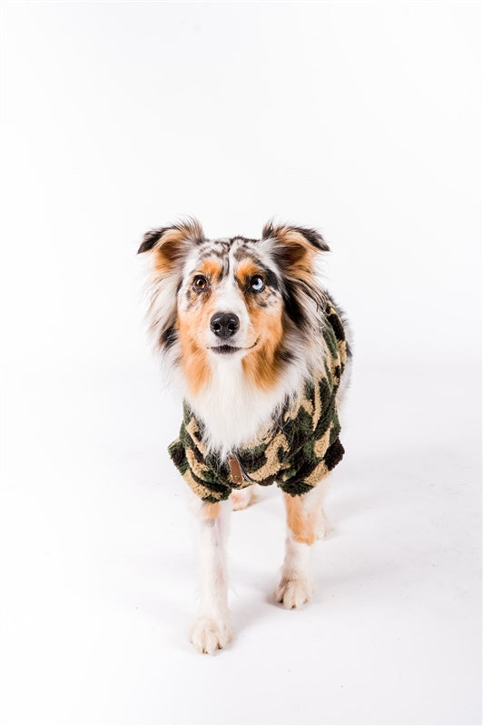 The Worthy Dog Quarter Zip Pullover- Green Camo - Mutts & Co.