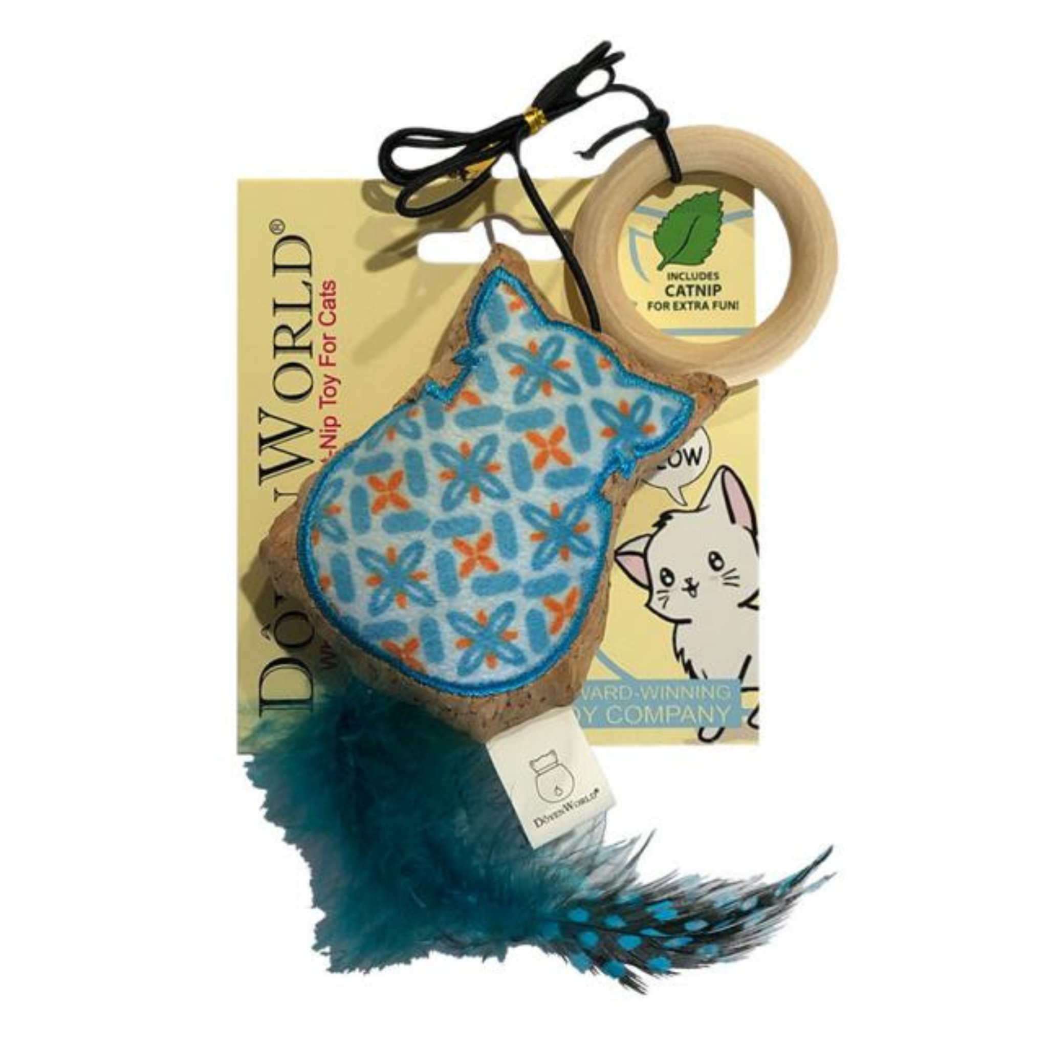 Doyen Cat Ring Feather Blue Cat Toy - Mutts & Co.