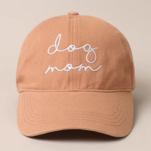 Fashion City Dog Mom Script Lettering Embroidery Baseball Cap One Size Assorted Colors - Mutts & Co.