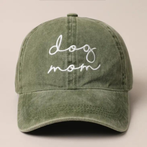 Fashion City Dog Mom Script Lettering Embroidery Baseball Cap One Size Assorted Colors - Mutts & Co.