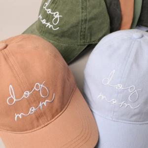 Fashion City Dog Mom Script Lettering Embroidery Baseball Cap One Size Assorted Colors - Mutts & Co.