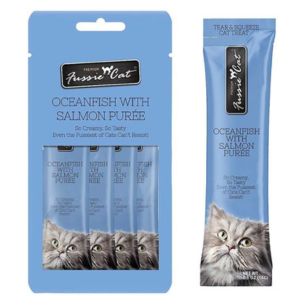 Fussie Cat Oceanfish With Salmon Puree Cat Treats, 2 oz - Mutts & Co.