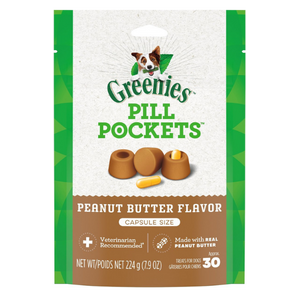 Greenies Pill Pockets Canine Peanut Butter Flavor Dog Treats, 30 Capsules - Mutts & Co.
