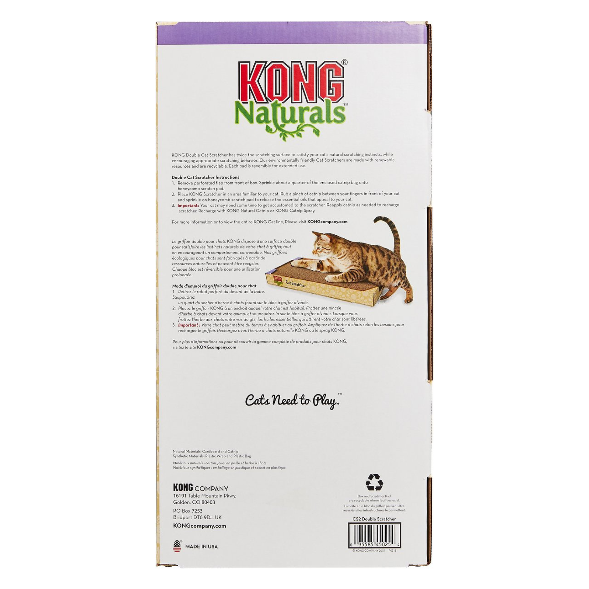 KONG Naturals Cat Scratcher, Double - Mutts & Co.
