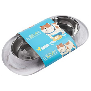 Messy Mutts Silicone Double Feeder Dog Bowl Marble - Mutts & Co.
