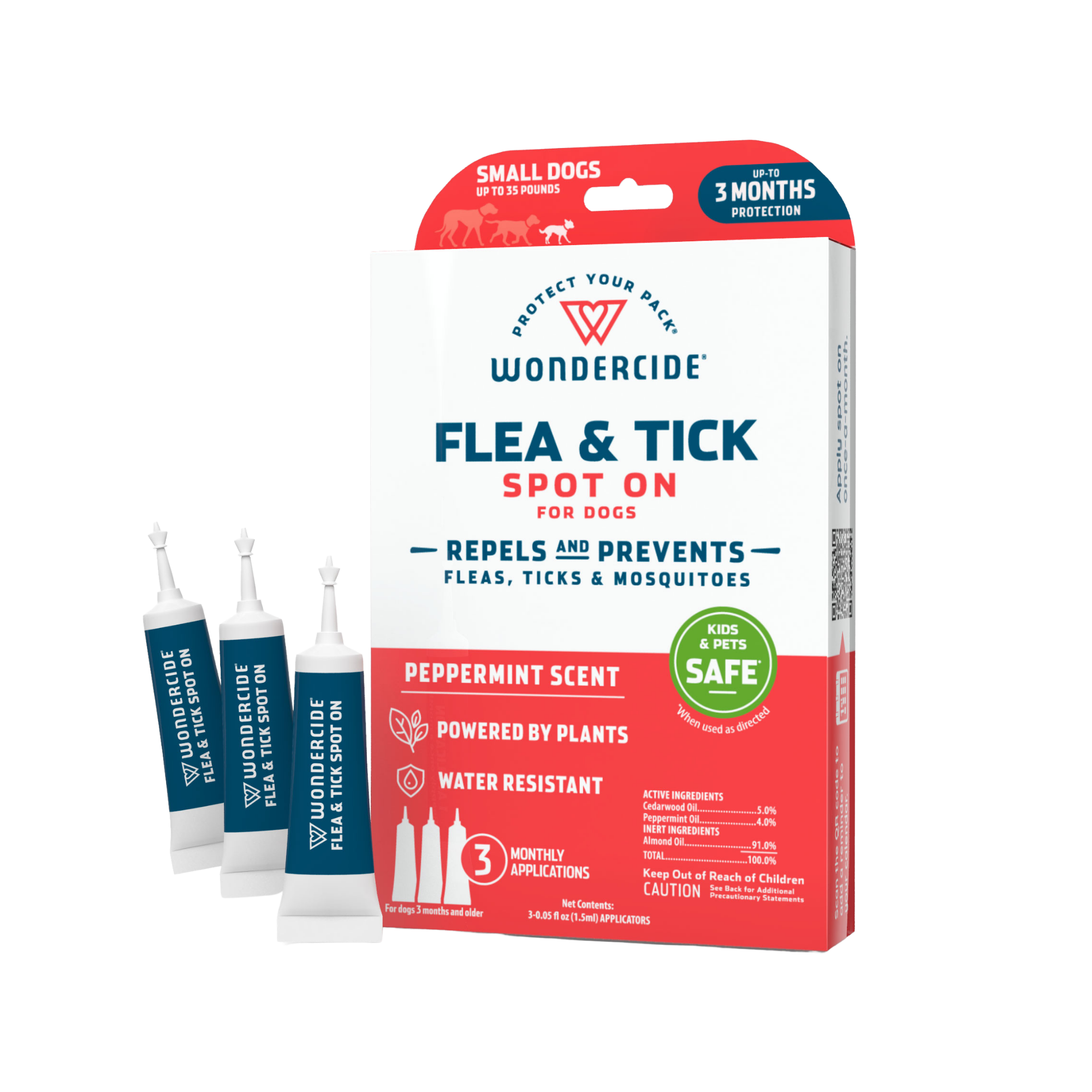 Wondercide 3 Tubes Spot On Peppermint Flea & Tick For Small Dogs - Mutts & Co.