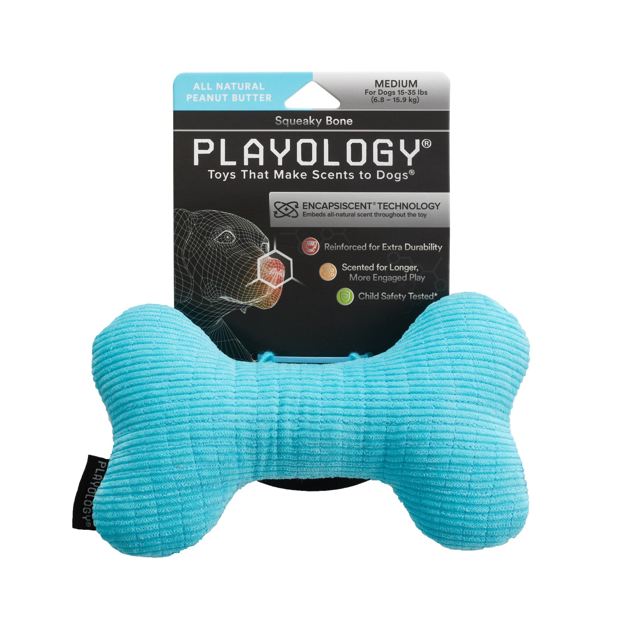 Playology Plush Squeaky Bone Dog Toy Peanut Butter - Mutts & Co.