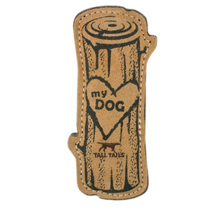 Tall Tails 9" Natural Leather & Wool Love My Dog Log Dog Toy - Mutts & Co.